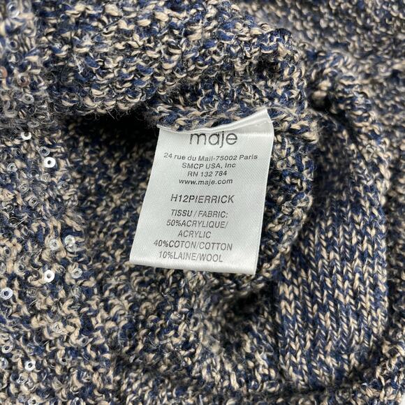 MAJE Brode Zip Shimmering Sequins Knitted Cardigan Sz Small - Picture 7 of 10
